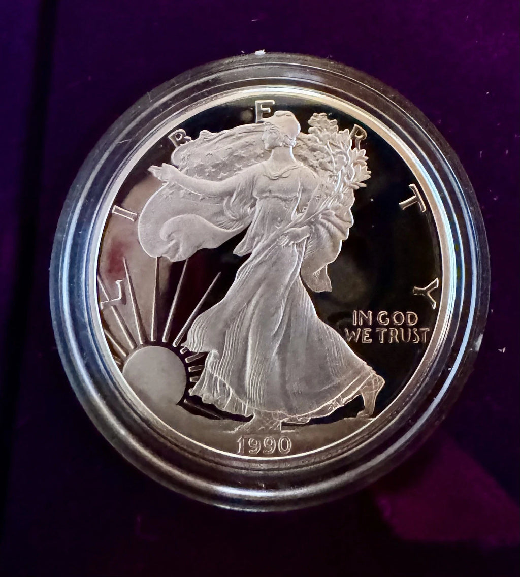 1990-S American Silver Eagle 1 oz Proof Silver Dollar OGP & COA