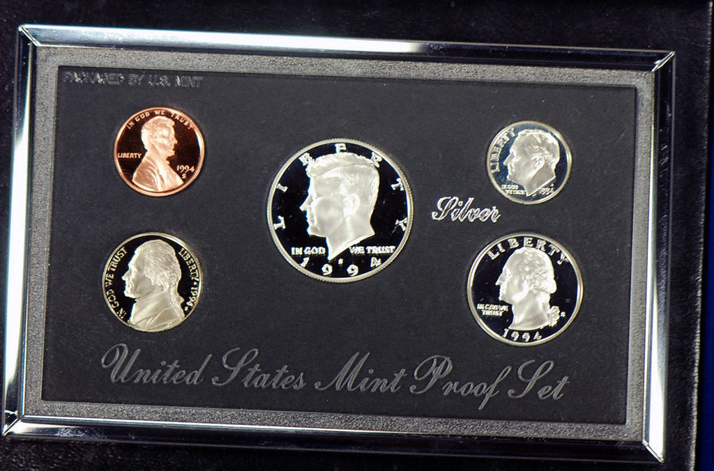 1994-S US Mint Premier Silver Proof Set 5 Coins with Custom Display Box