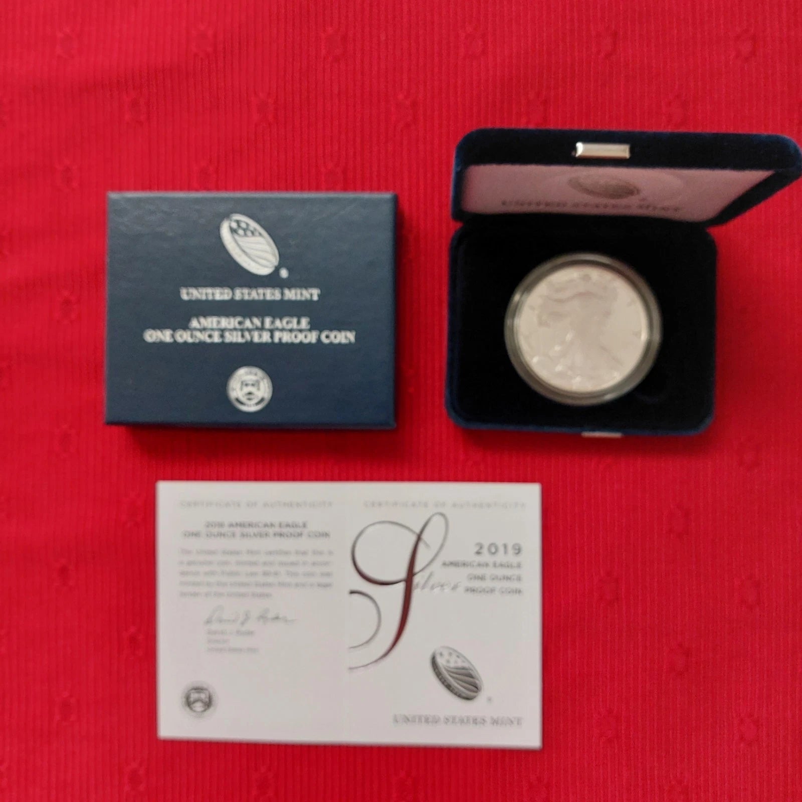 2019-S American Silver Eagle 1 oz Proof Silver Dollar Box & COA