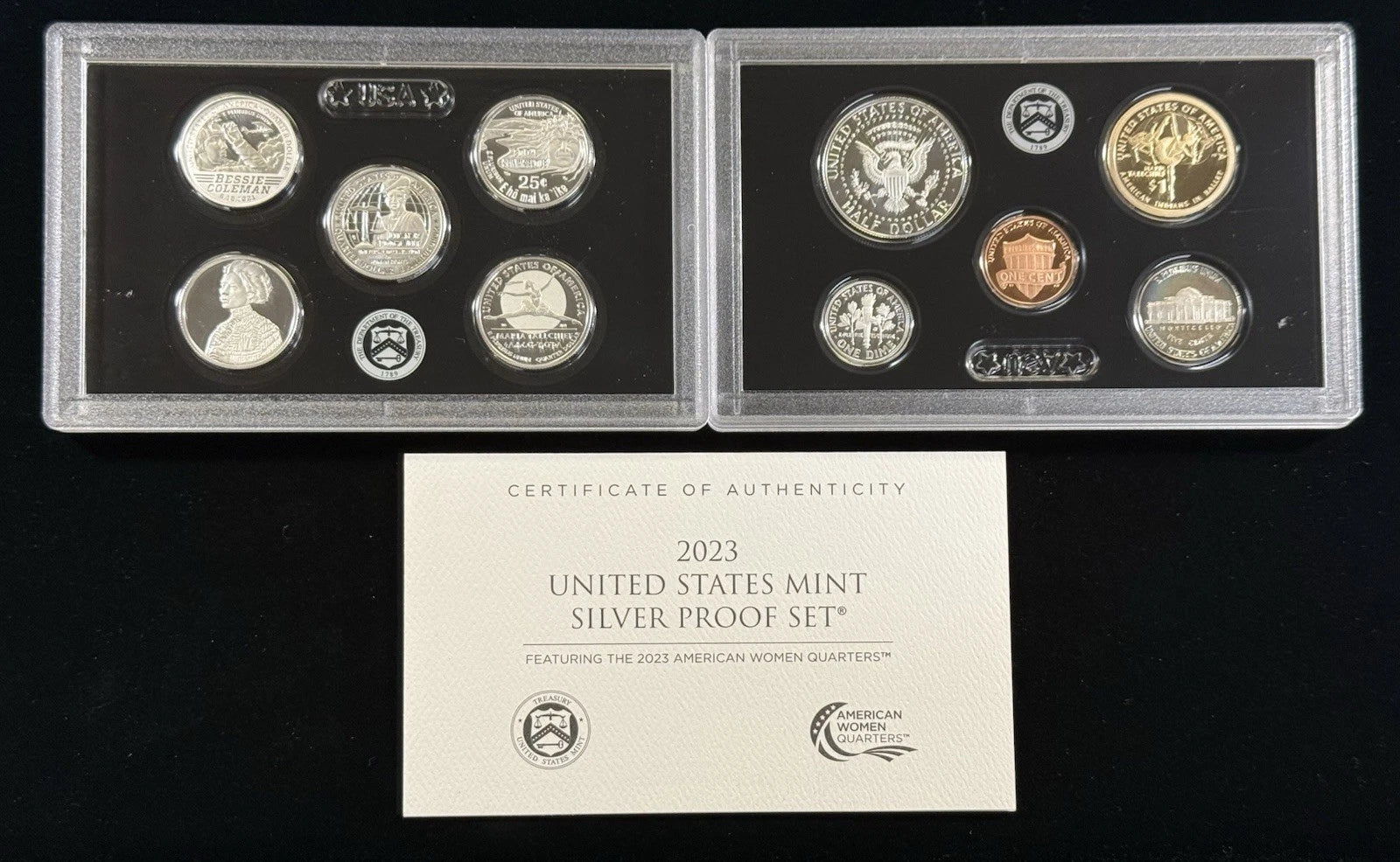 2023-S US Mint Silver Proof Set 10 Coins with Box, COA & Hat