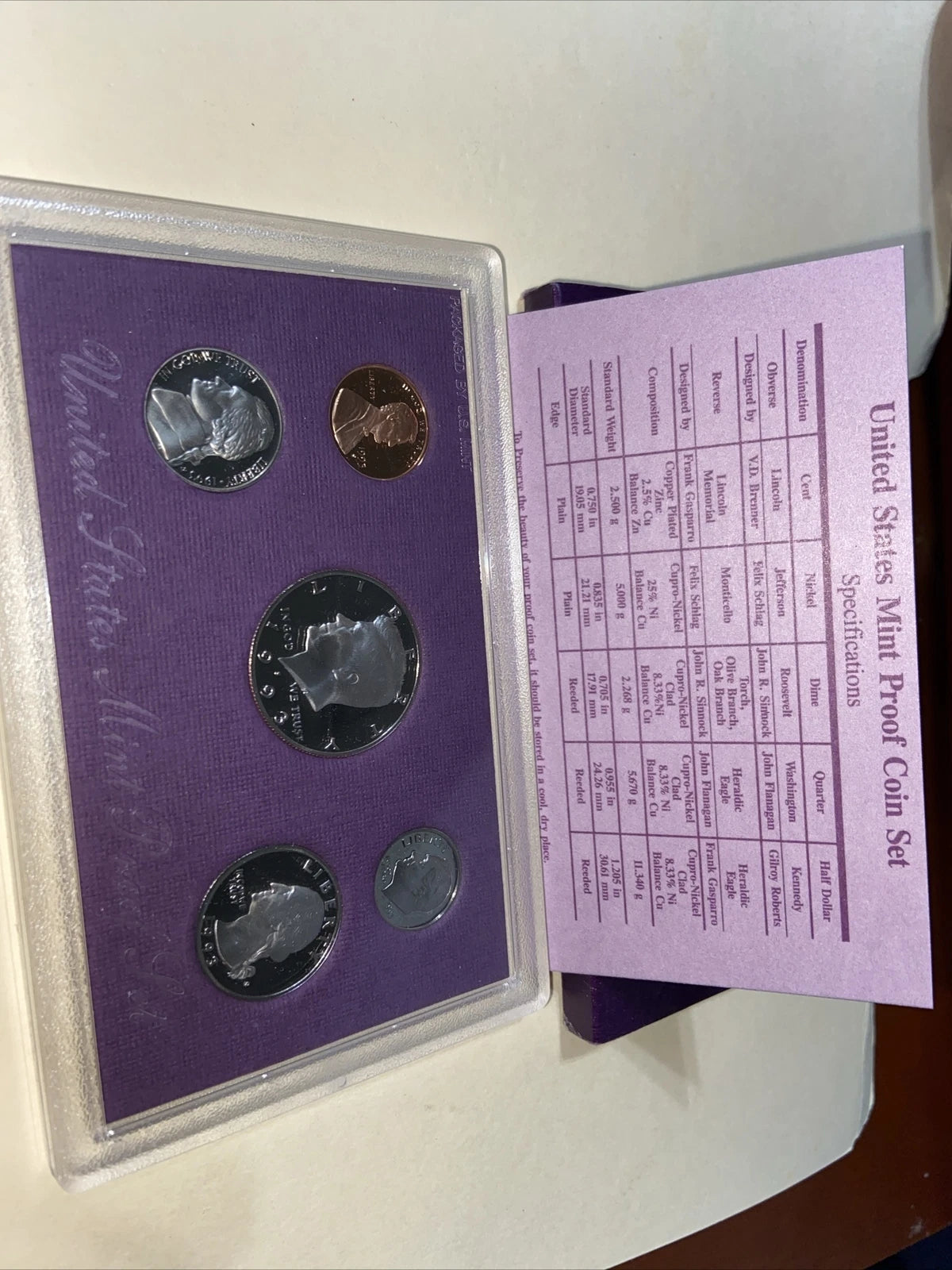 1993-S US Mint Proof Set 5 Coins San Francisco Mint