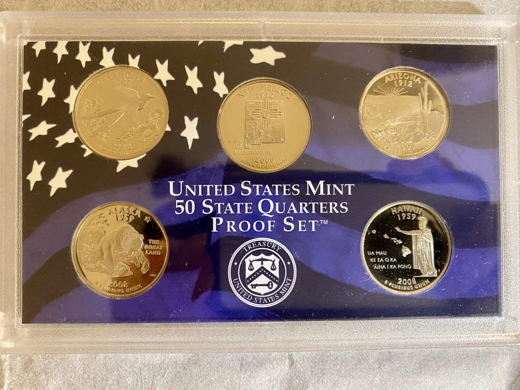 2008-S US Mint 50 State Quarters Proof Set 5 Coins with OGP
