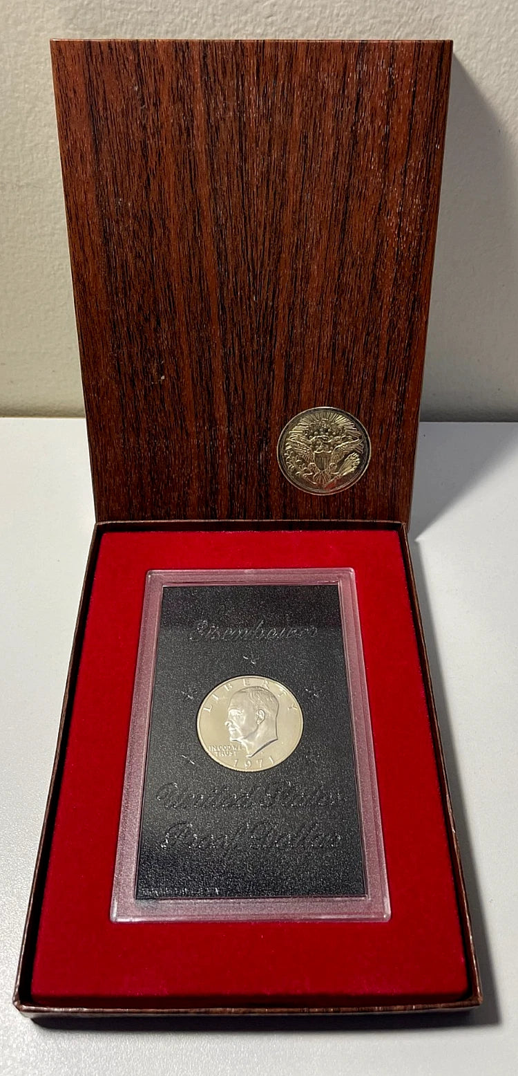 1971-S Eisenhower Silver Dollar Proof Coin Brown Ike Box