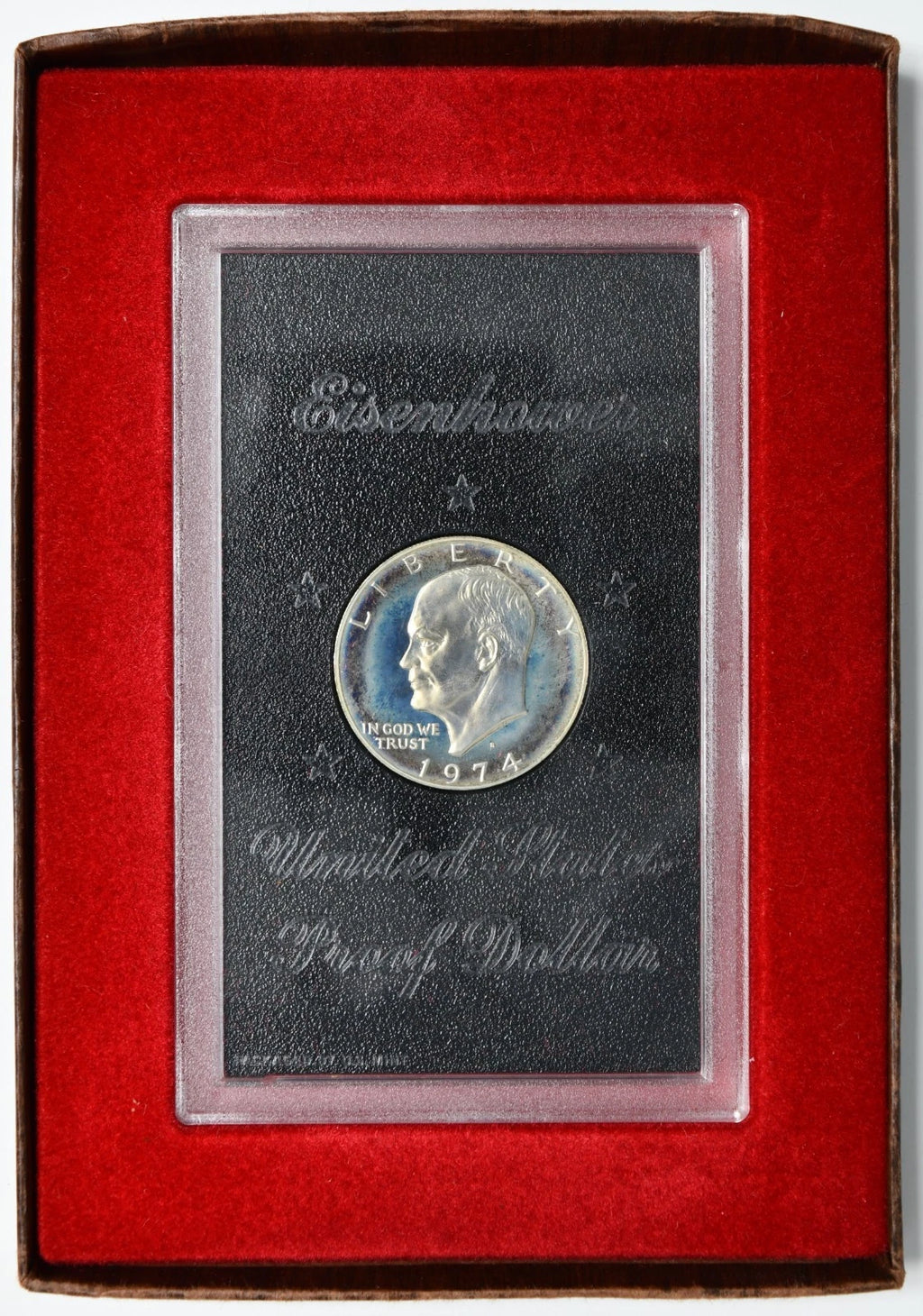 1974-S Eisenhower Silver Dollar Proof Coin OGP Brown Ike Box