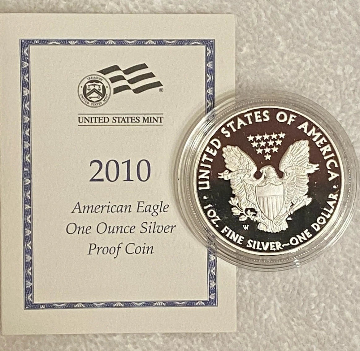 2010-W American Silver Eagle 1 oz Proof Silver Dollar Box & COA