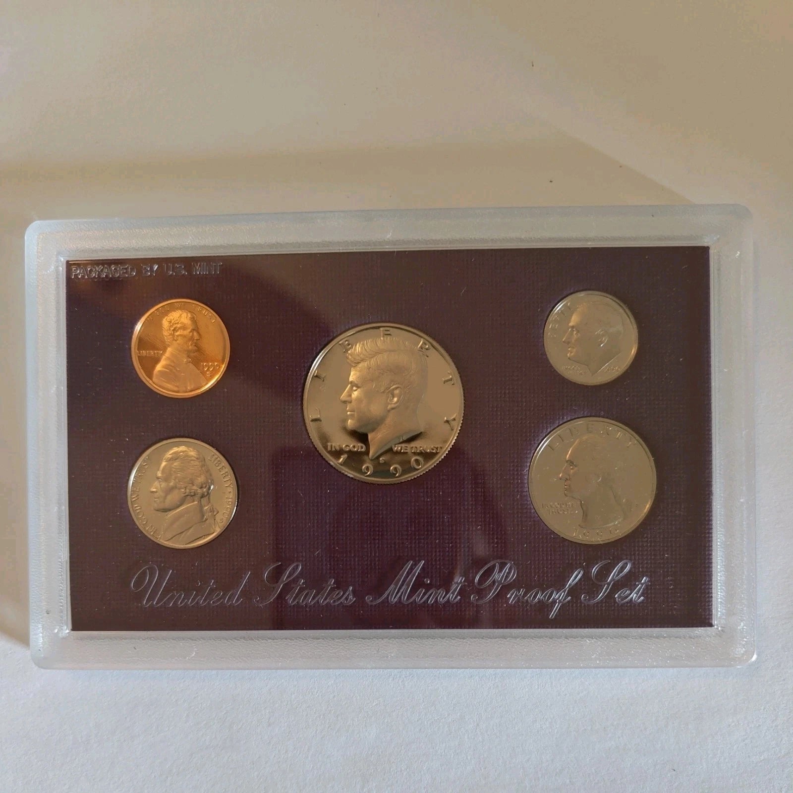 1990-S US Mint Clad Proof Set 5 Coins with OGP & COA