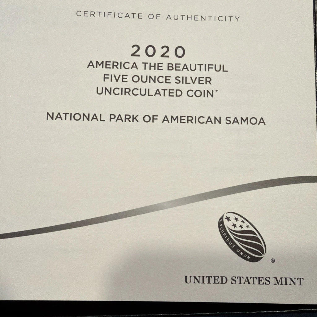2020-P 5 oz .999 Fine Silver ATB Coin National Park of American Samoa