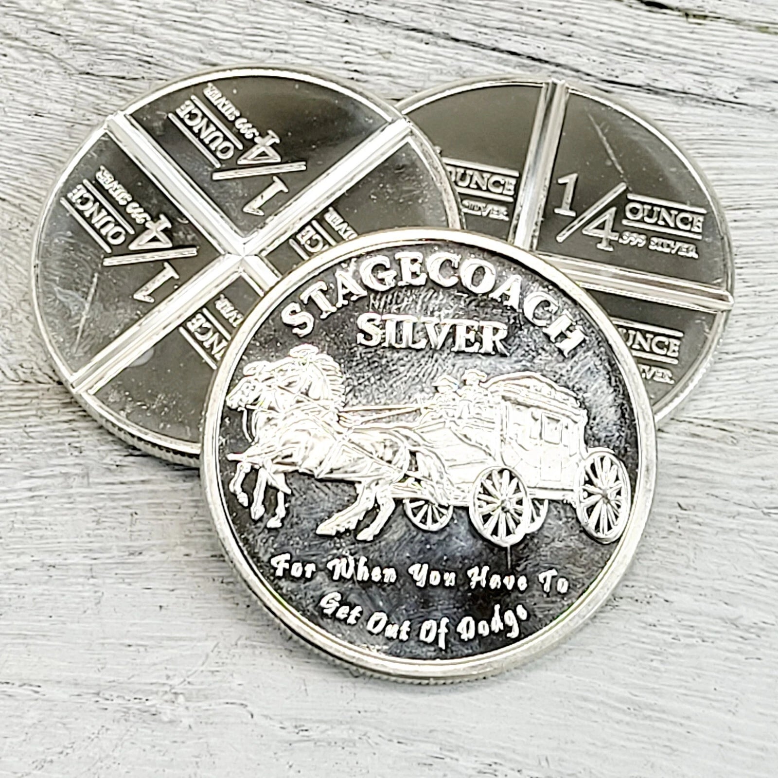 1 oz .999 Fine Silver Divisible Art Round Stagecoach Design