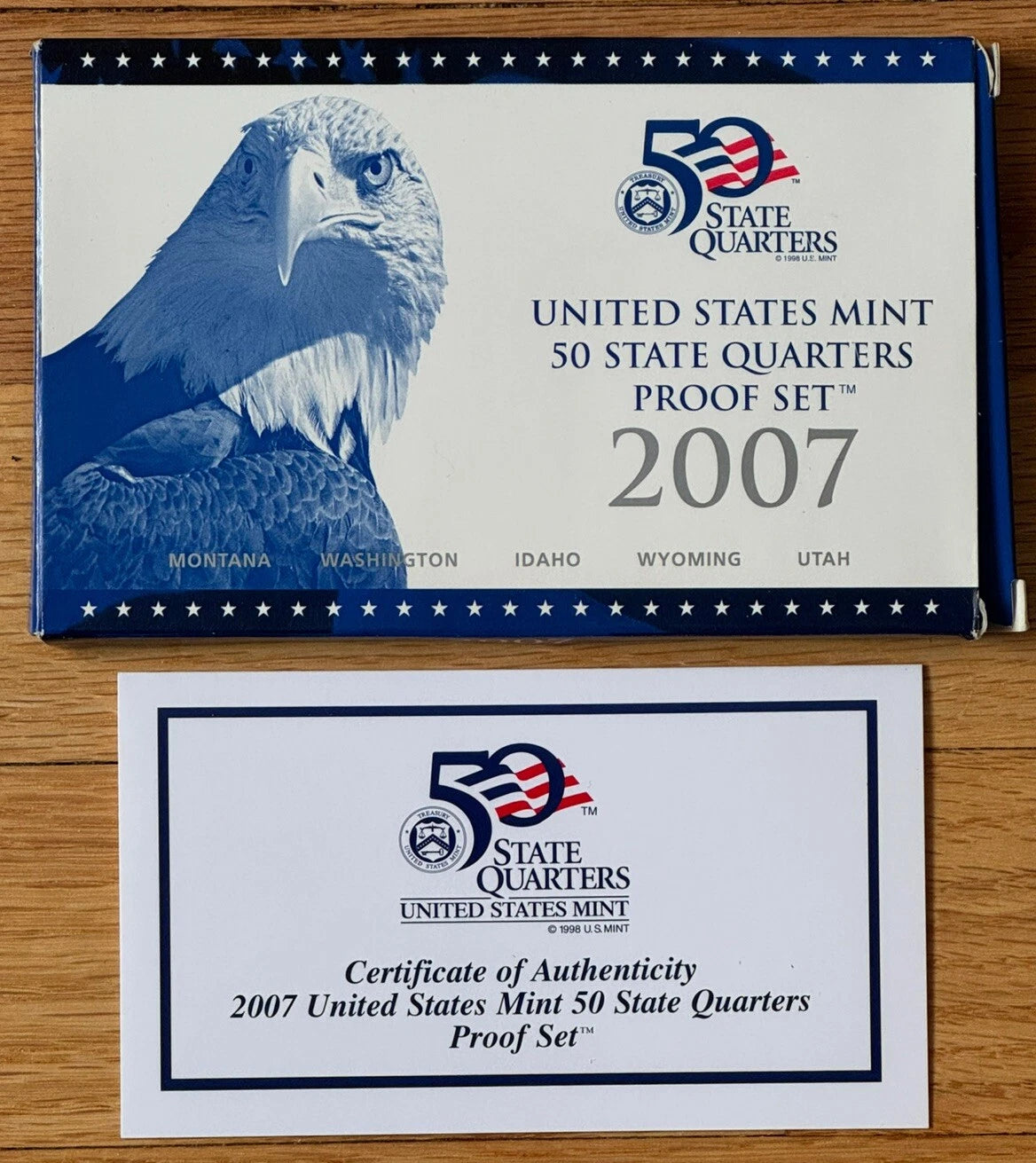 2007-S US Mint 50 State Quarters Proof Set 5 Coins with OGP & COA