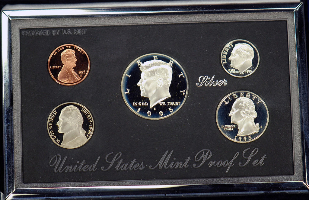 1995-S US Mint Premier Silver Proof Set 5 Coins with Custom Display Box