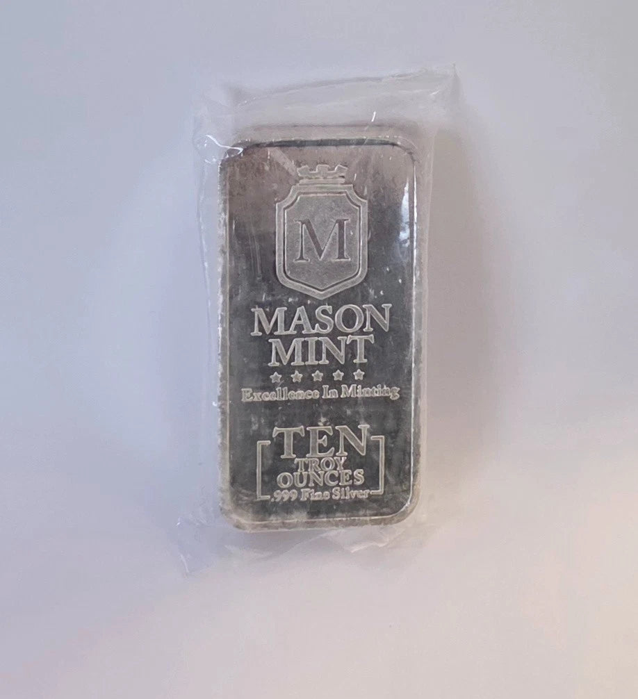 Mason Mint 10 oz .999 Fine Silver Bar Older Version (Rounded Corners)
