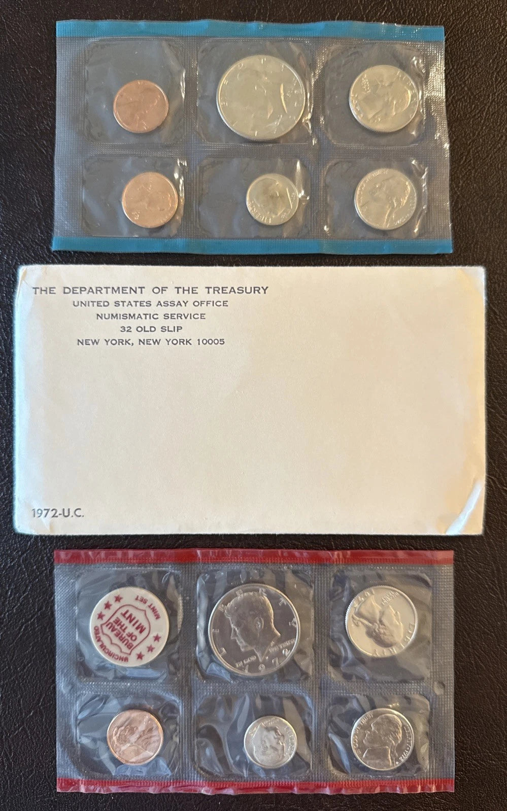 1972 P&D US Mint Uncirculated Set 10 Coins w/ Envelope
