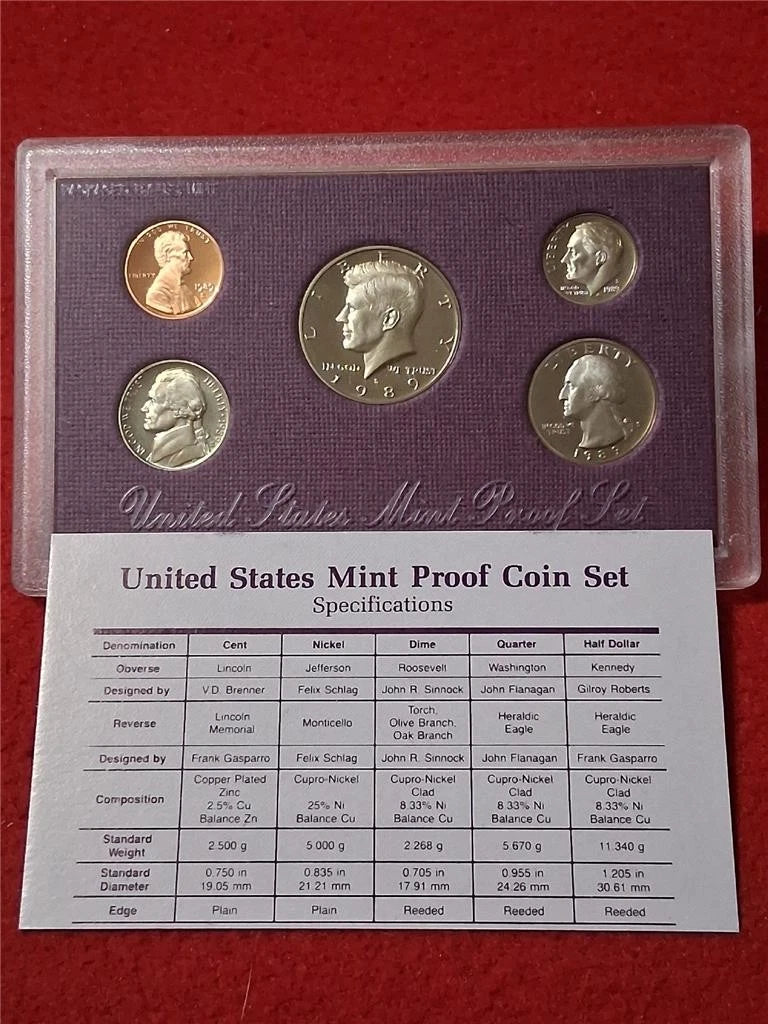 1989-S US Mint Proof Set 5 Coins with OGP