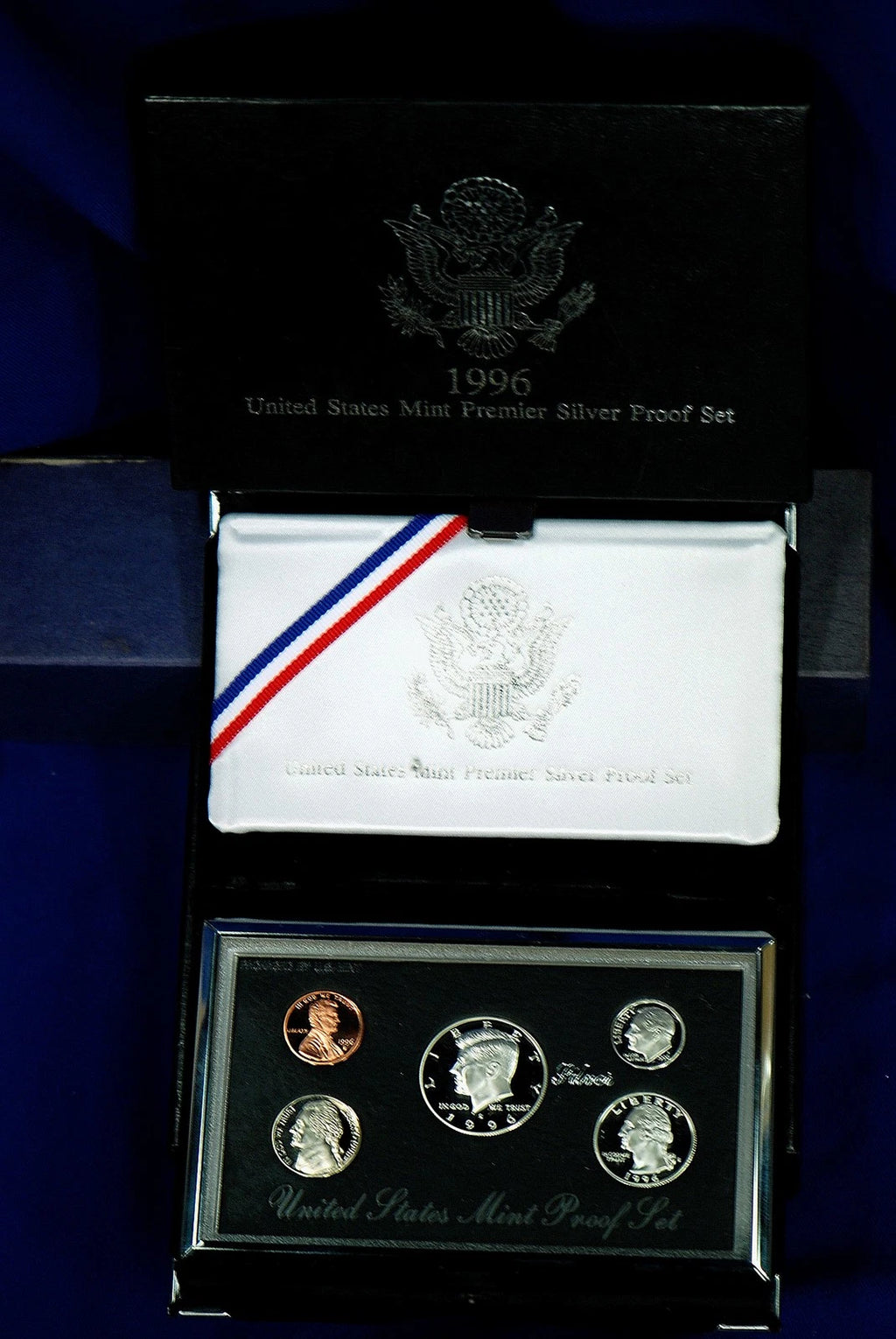 1996-S US Mint Premier Silver Proof Set 5 Coins with Custom Display Box