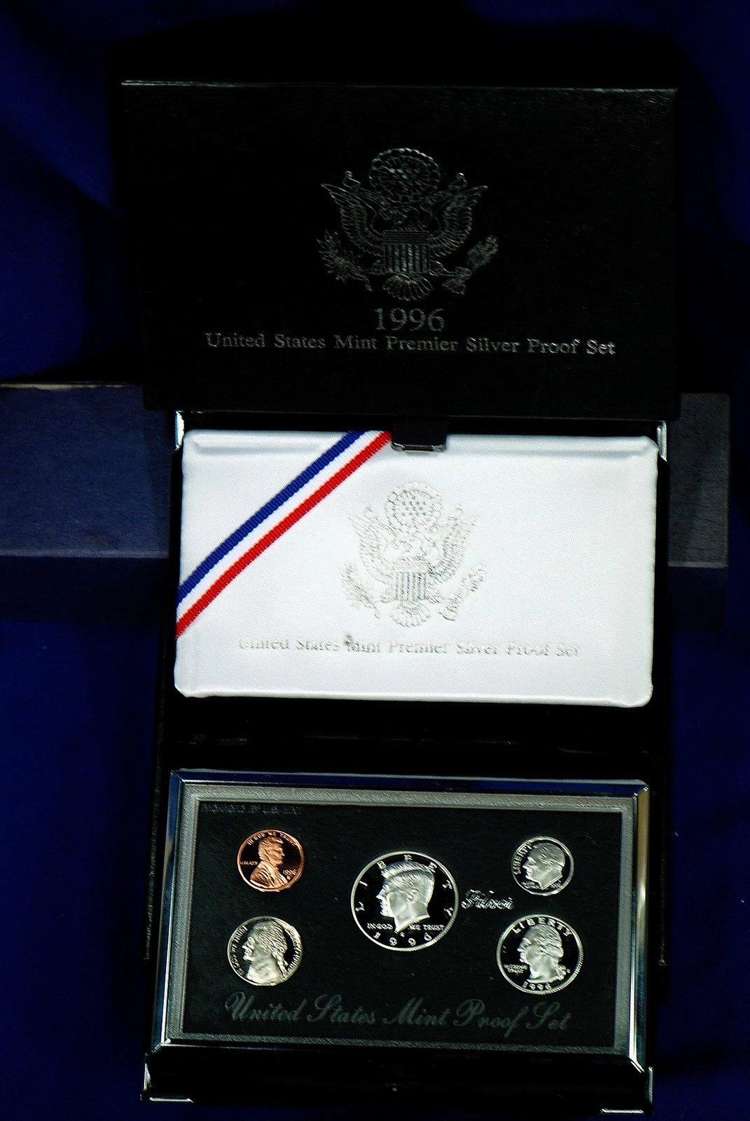 1996-S US Mint Premier Silver Proof Set 5 Coins with Custom Display Box