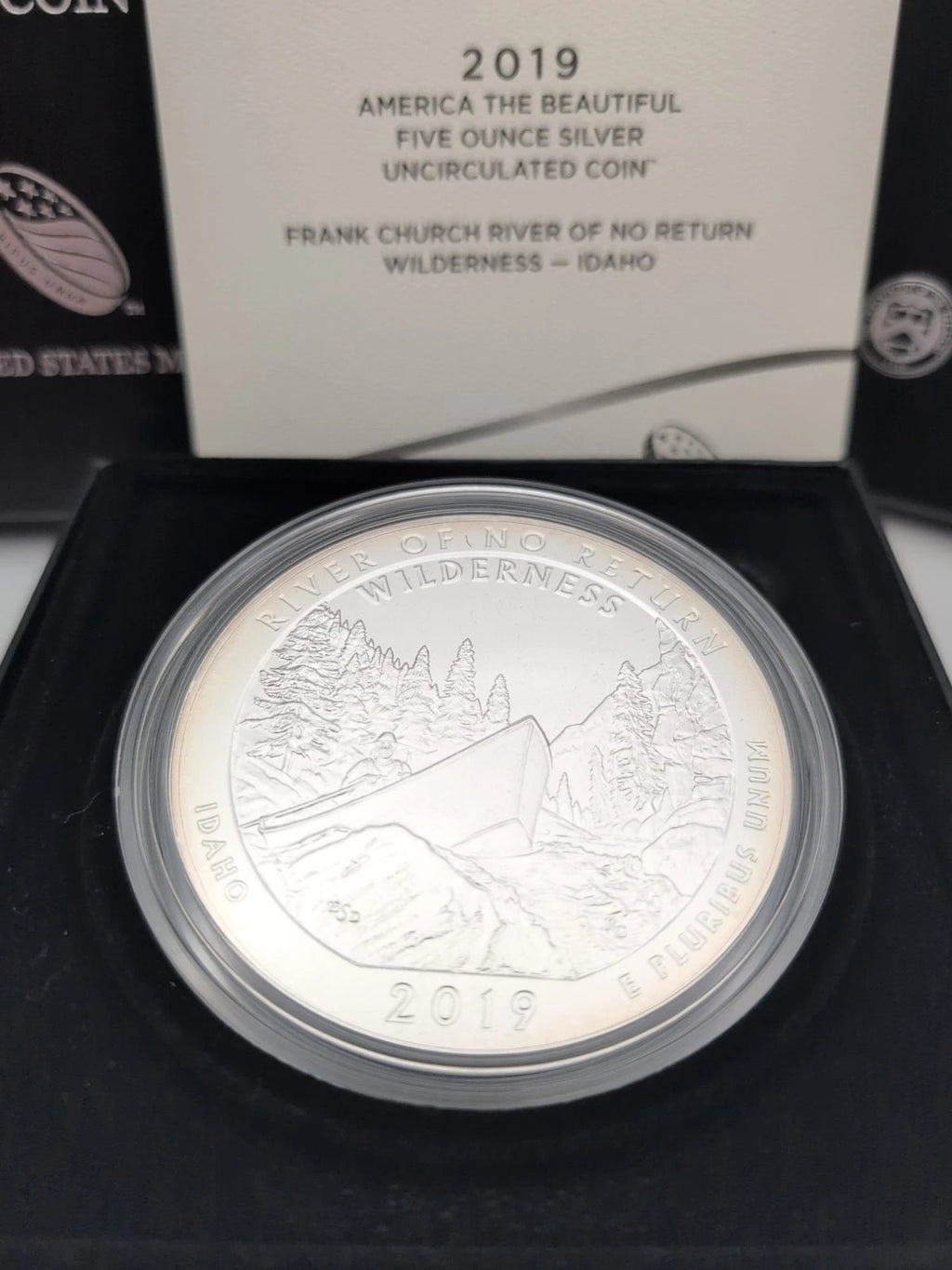 2019-P 5 oz .999 Fine Silver ATB Coin Frank Church River of No Return Wilderness, Idaho