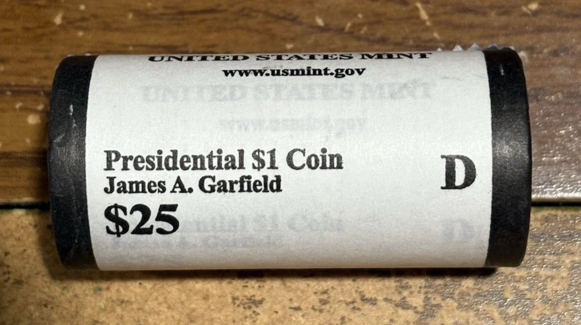 2011-D James A. Garfield Presidential Dollar 25-Coin Uncirculated Roll