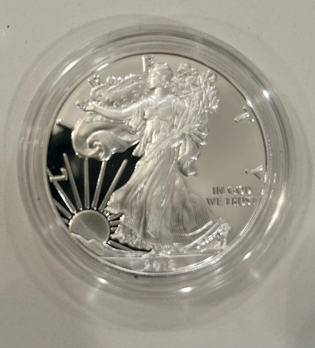 2018-S American Silver Eagle 1 oz Proof Silver Dollar Case Box & COA