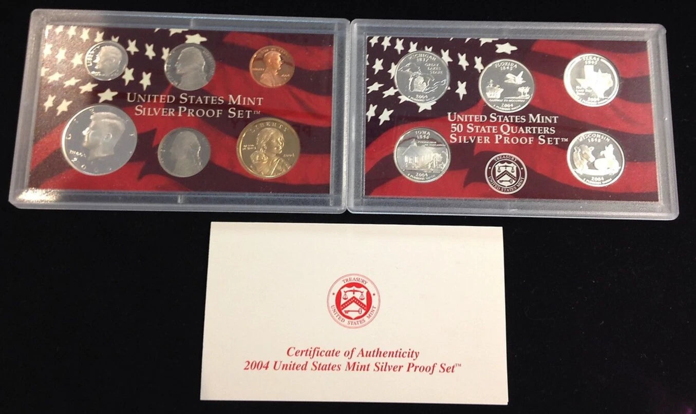 2004-S US Mint Complete Silver Proof Set 11 Coins w/ Box & COA