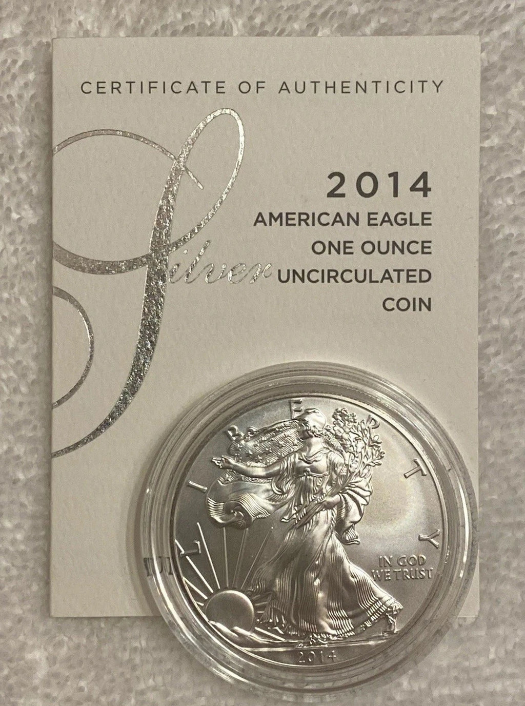 2014-W American Silver Eagle 1 oz Burnished Uncirculated Coin Box & COA