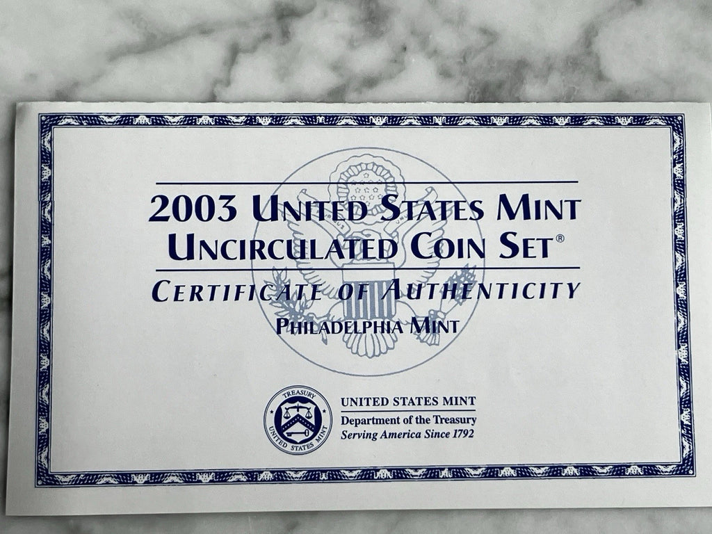 2003 P&D US Mint Uncirculated Set 20 Coins with OGP & COA