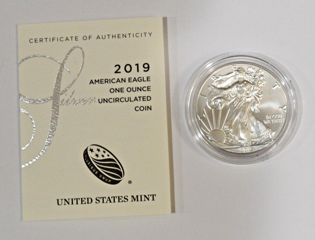 2019-W American Silver Eagle 1 oz Burnished Uncirculated Coin Box & COA