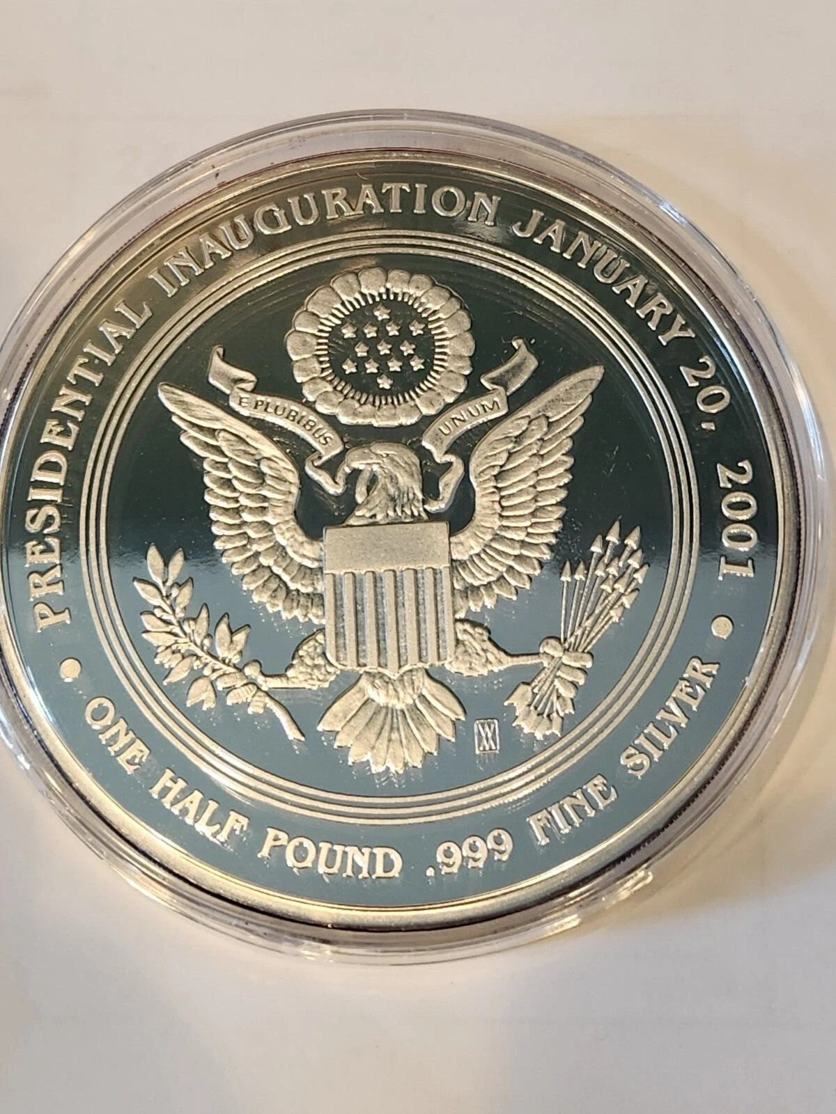 2001 HALF POUND INAUGURAL SILVER PROOF GEORGE BUSH