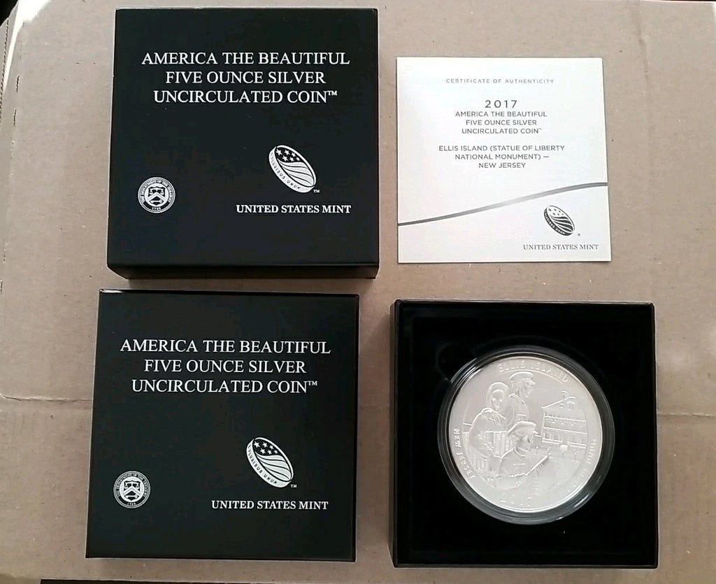 2017-P 5 oz .999 Fine Silver ATB Coin Ellis Island America the Beautiful