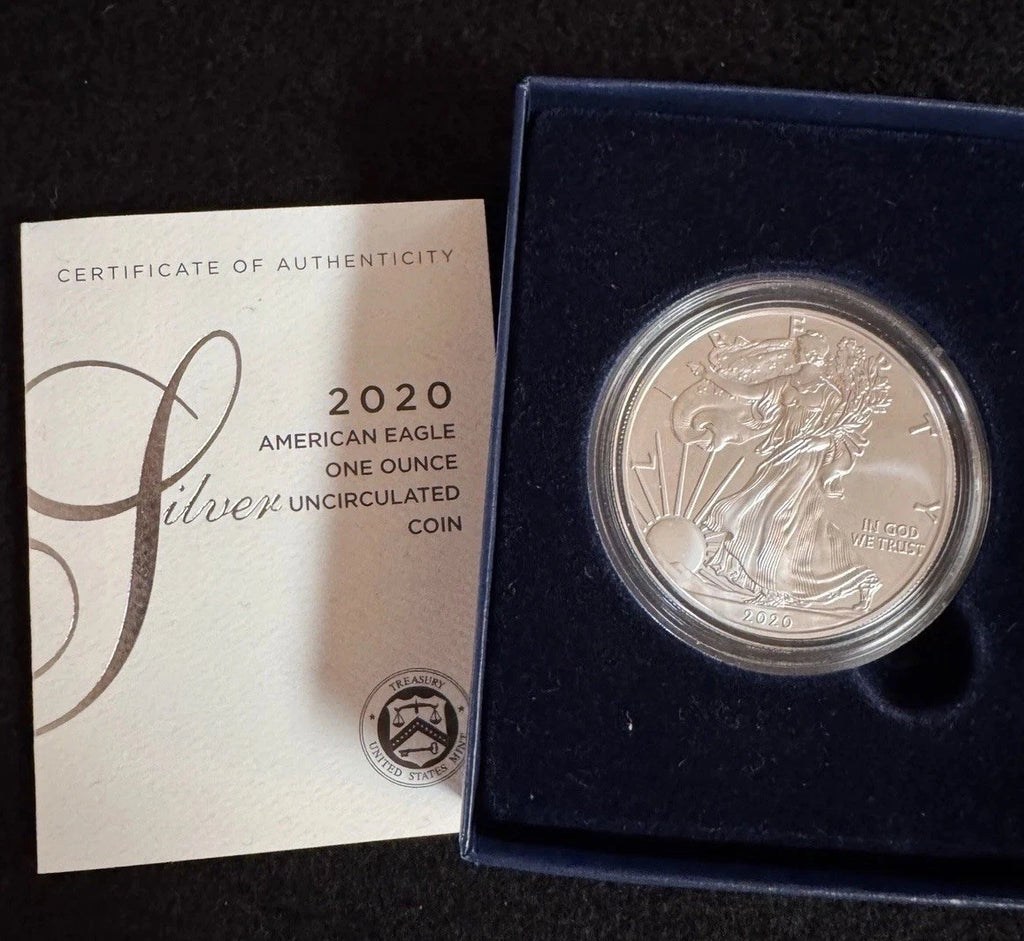2020-W American Silver Eagle 1 oz Burnished Uncirculated Coin OGP & COA