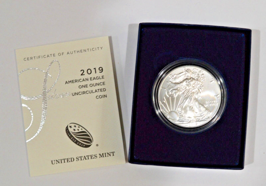 2019-W American Silver Eagle 1 oz Burnished Uncirculated Coin Box & COA