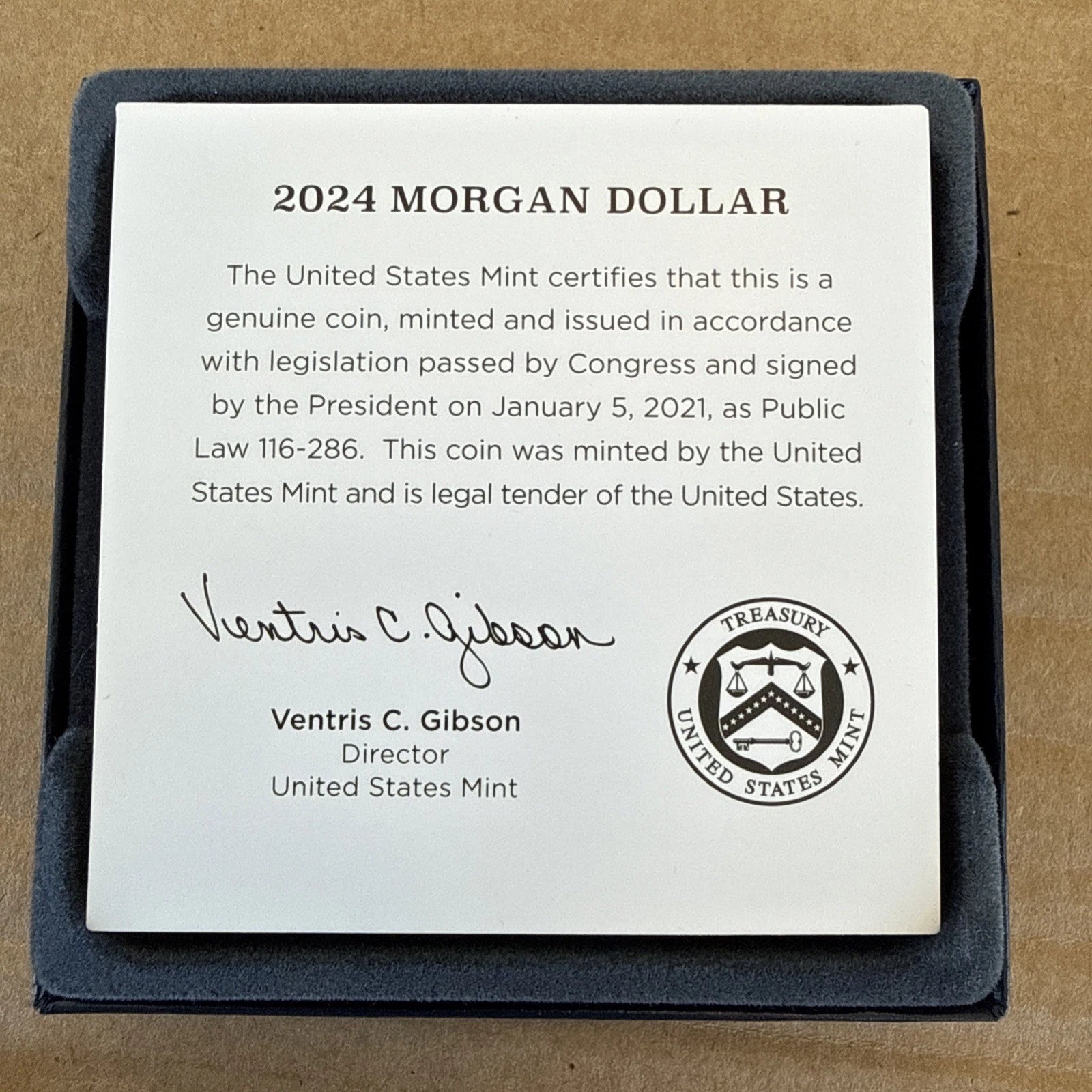 2024-P Morgan Silver Dollar $1 Uncirculated OGP & COA