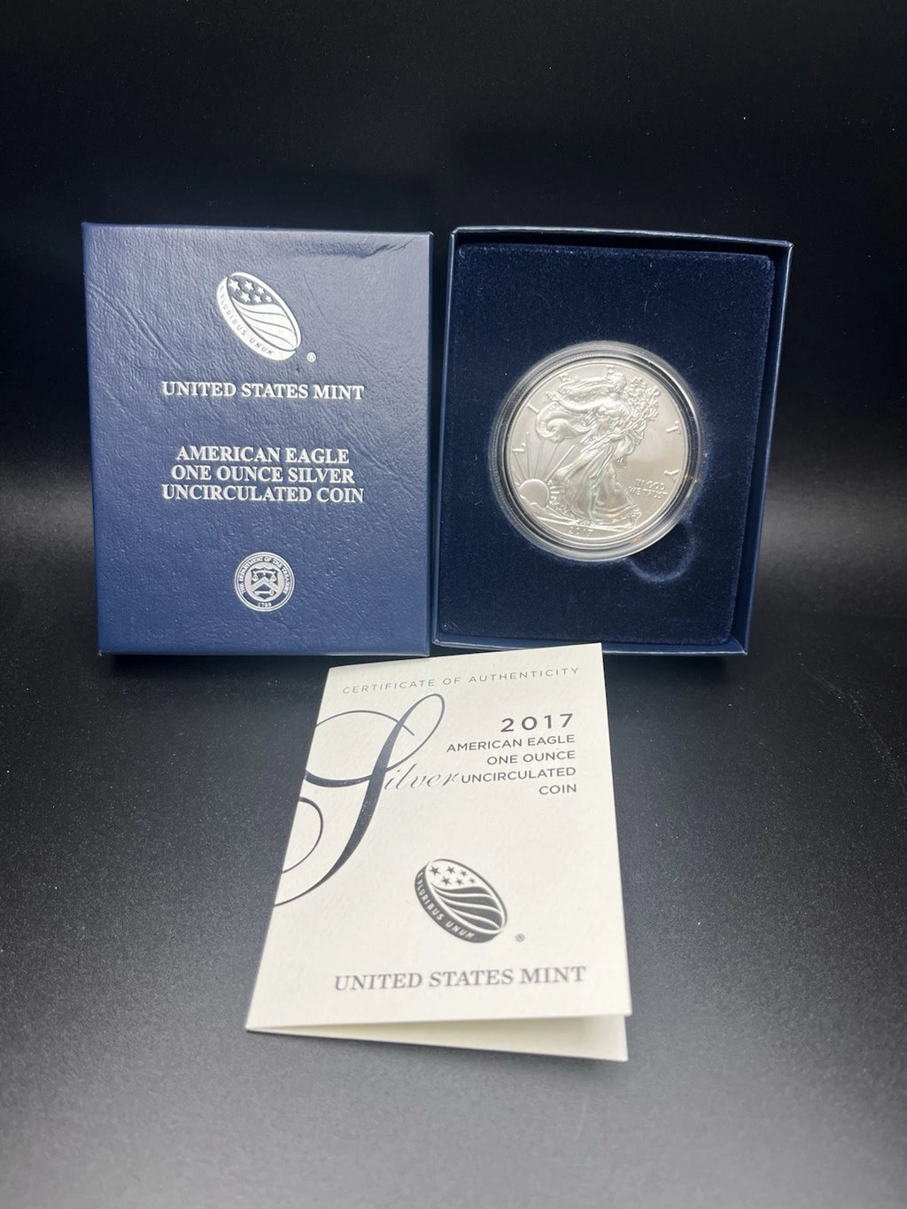 2017-W American Silver Eagle 1 oz Burnished Uncirculated Coin Original Box & COA
