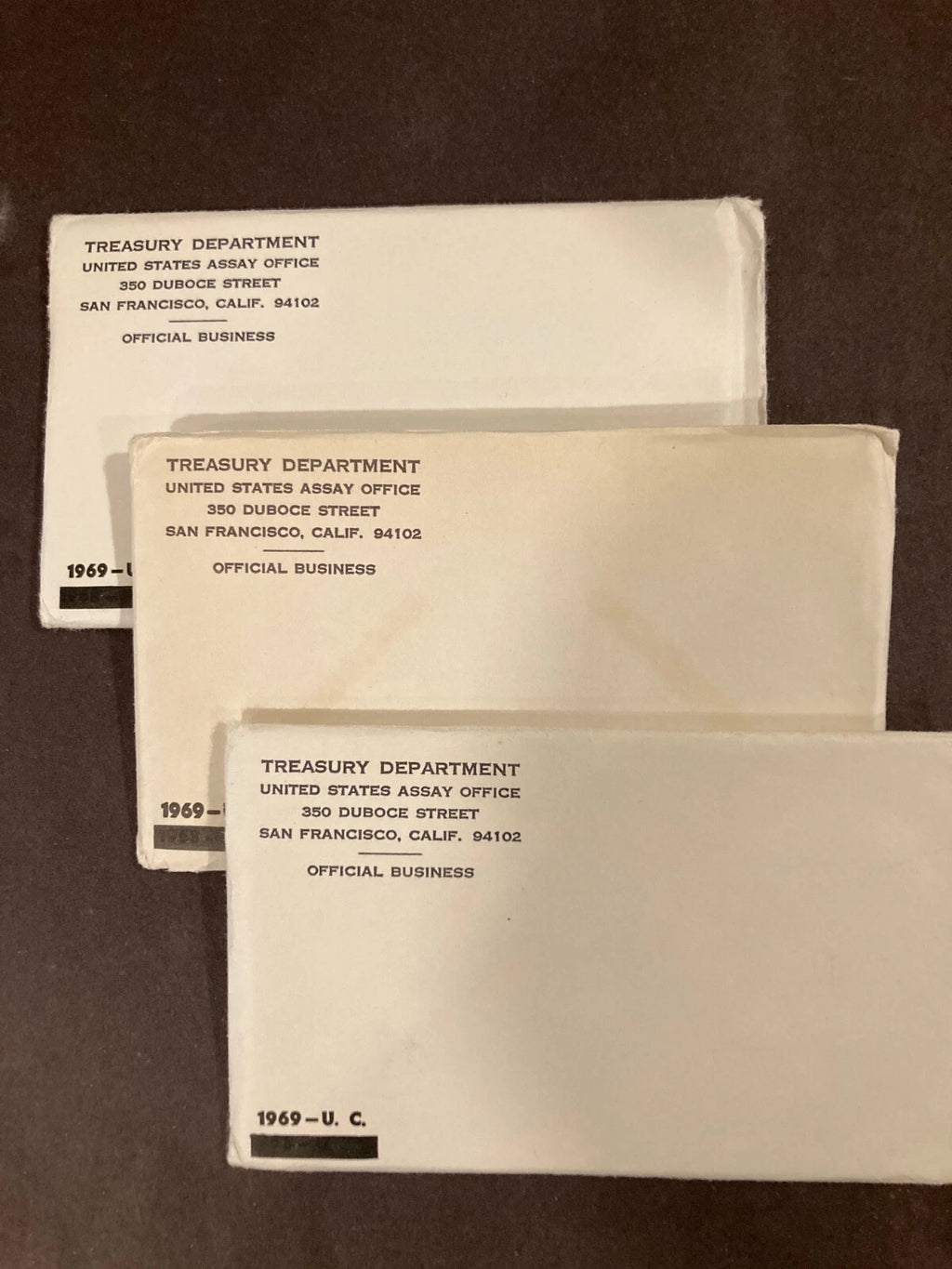 1969 P-D-S US Mint Uncirculated Set 10 Coins Envelope