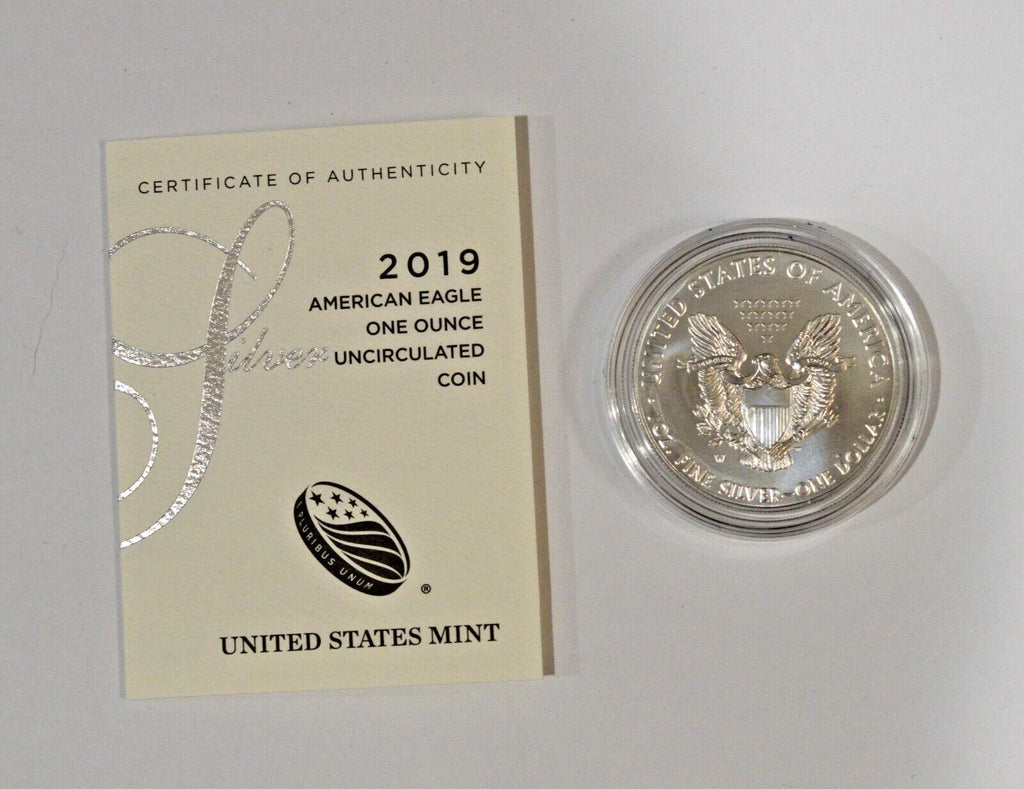 2019-W American Silver Eagle 1 oz Burnished Uncirculated Coin Box & COA