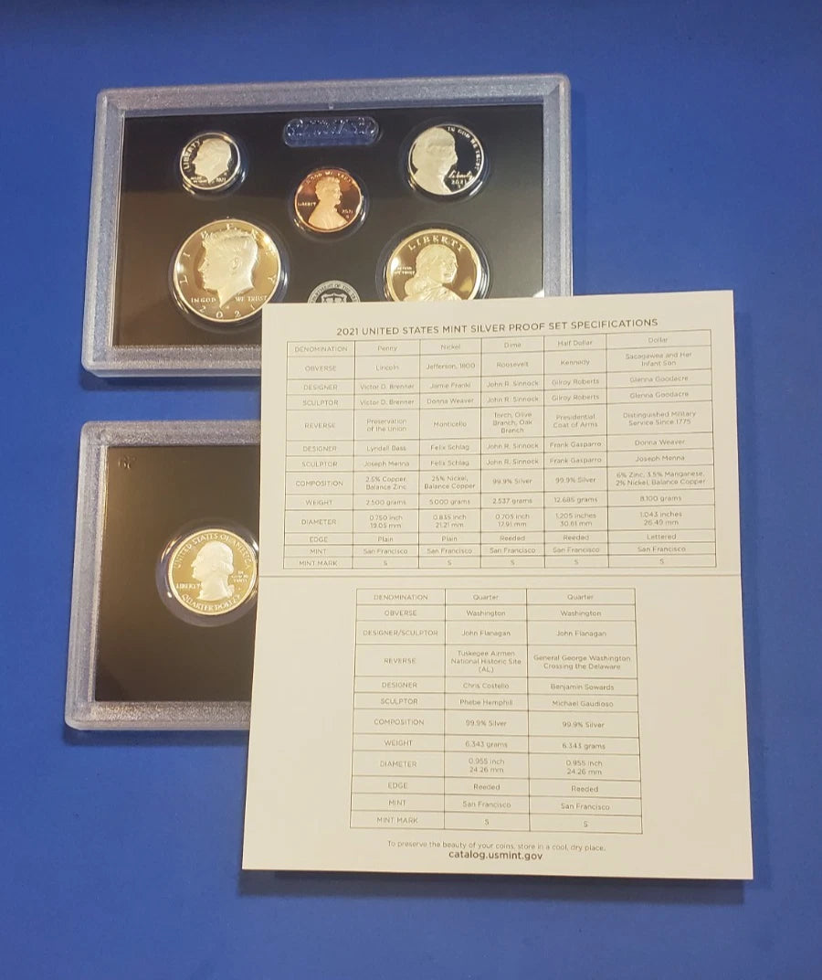 2021-S US Mint Silver Proof Set 7 Coins w/ Box & COA