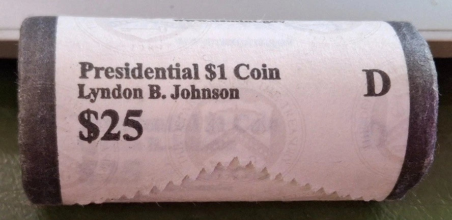 2015-D Lyndon B. Johnson Presidential Dollar 25-Coin Unopened Roll