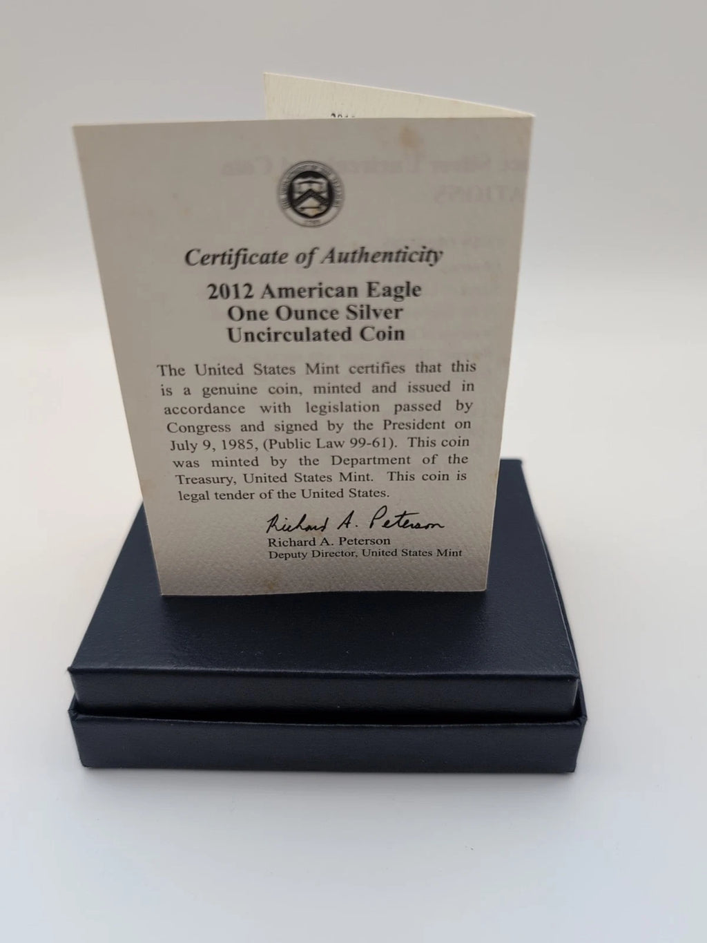 2012-W American Silver Eagle 1 oz Burnished Uncirculated Coin OGP & COA