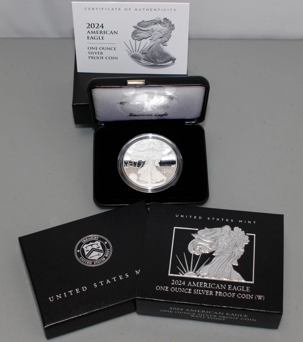 2024-W American Silver Eagle 1 oz Proof Silver Dollar Box & COA West Point