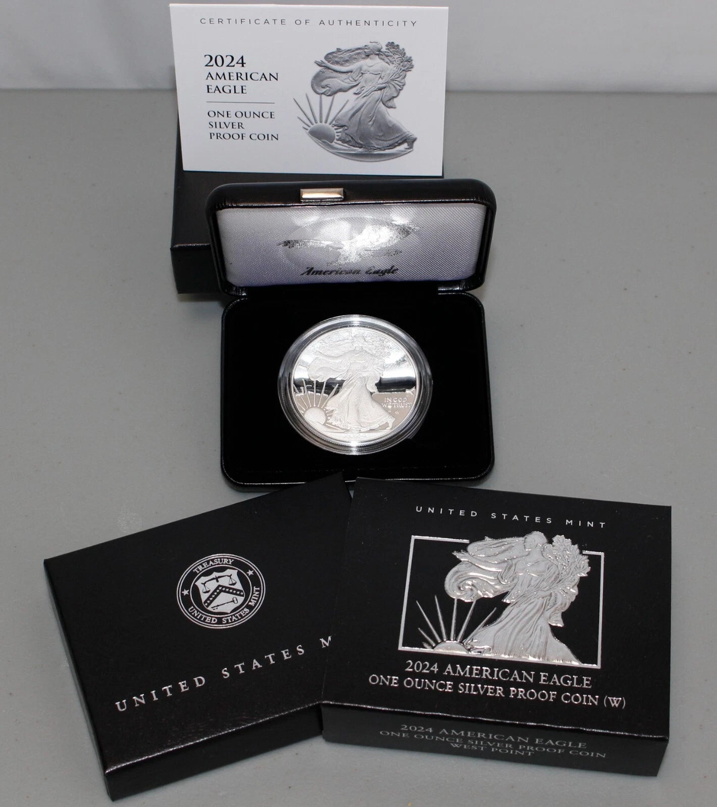2024-W American Silver Eagle 1 oz Proof Silver Dollar Box & COA West Point