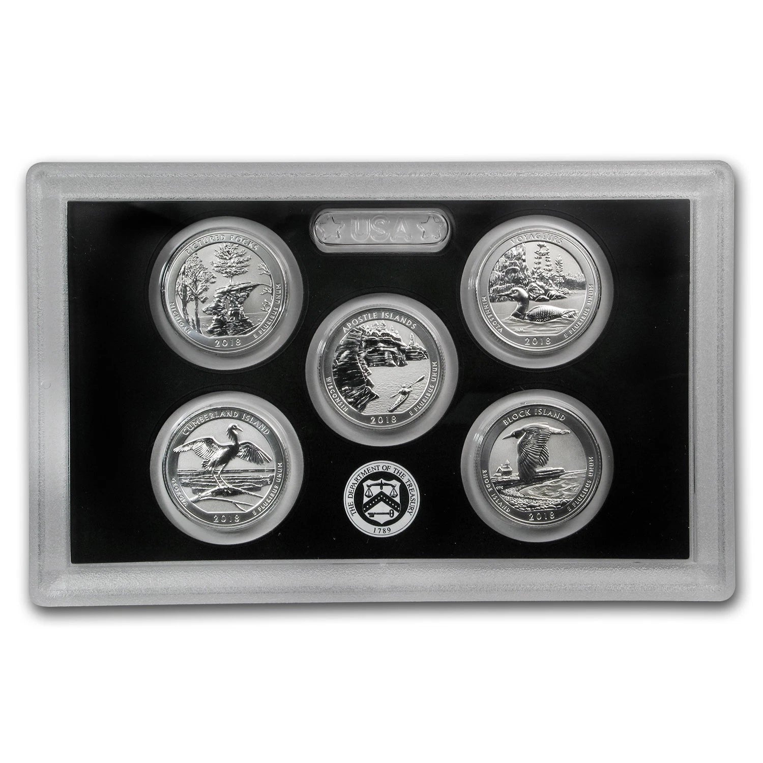 2018-S US Mint 50th Anniversary Silver Reverse Proof Set 5 Coins w/ Box & COA