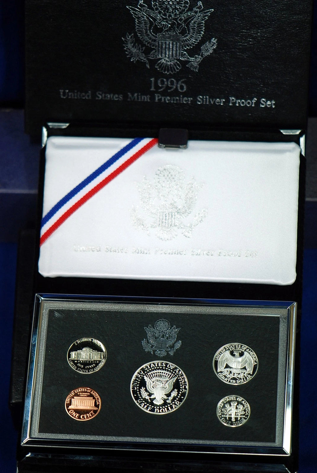 1996-S US Mint Premier Silver Proof Set 5 Coins with Custom Display Box