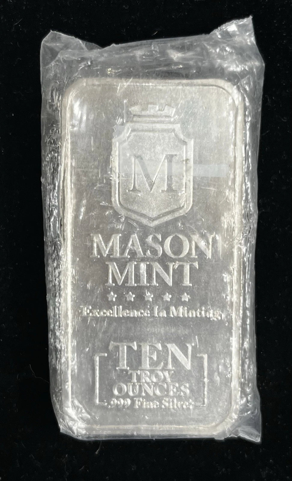 Mason Mint 10 oz .999 Fine Silver Bar Older Version (Rounded Corners)