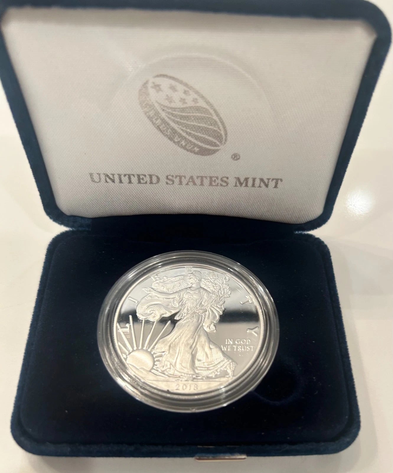 2018-S American Silver Eagle 1 oz Proof Silver Dollar Case Box & COA