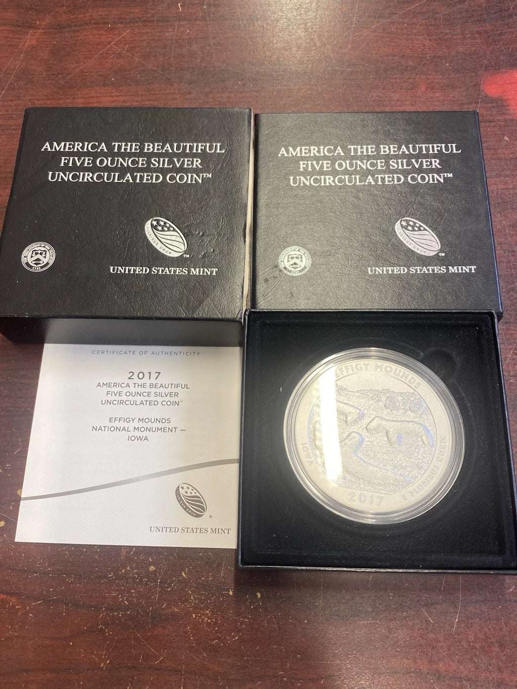 2017-P 5 oz .999 Fine Silver ATB Coin Effigy Mounds National Monument