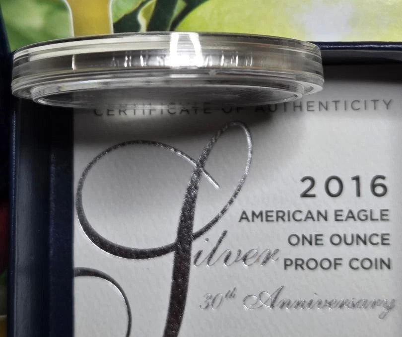 2016-W American Silver Eagle 1 oz Proof Coin 30th Anniversary Lettered Edge OGP & COA