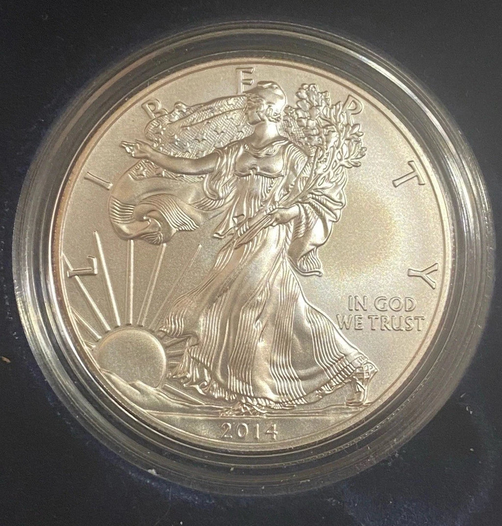 2014-W American Silver Eagle 1 oz Burnished Uncirculated Coin Box & COA