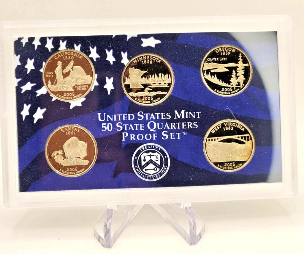 2005-S US Mint 50 State Quarters Proof Set 5 Coins with OGP & COA