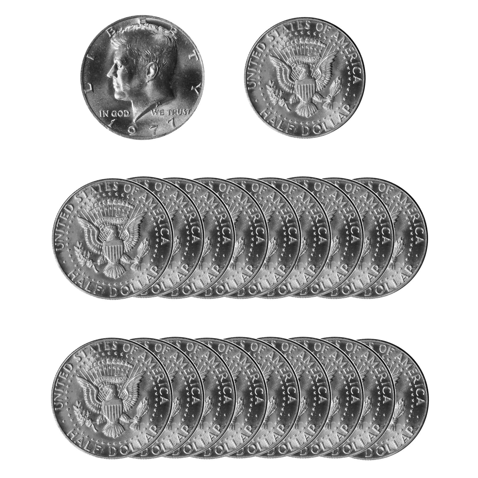 1977-D Kennedy Half Dollar 20-Coin BU Clad Roll