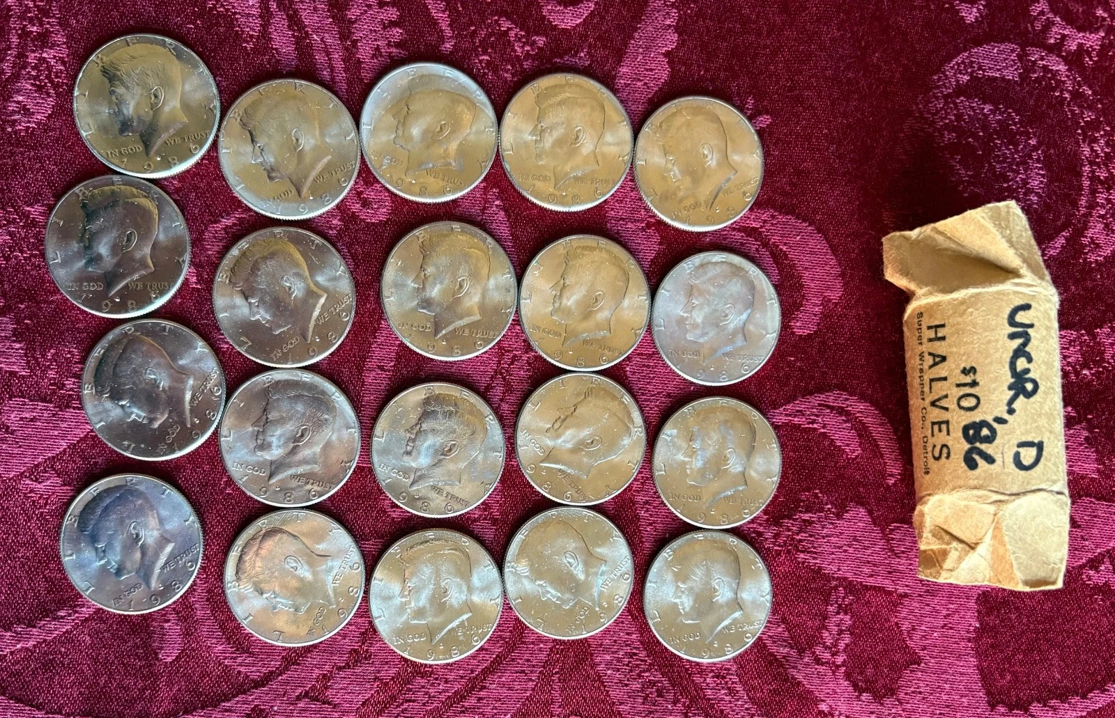 1986-D Kennedy Half Dollar 20-Coin Uncirculated Roll