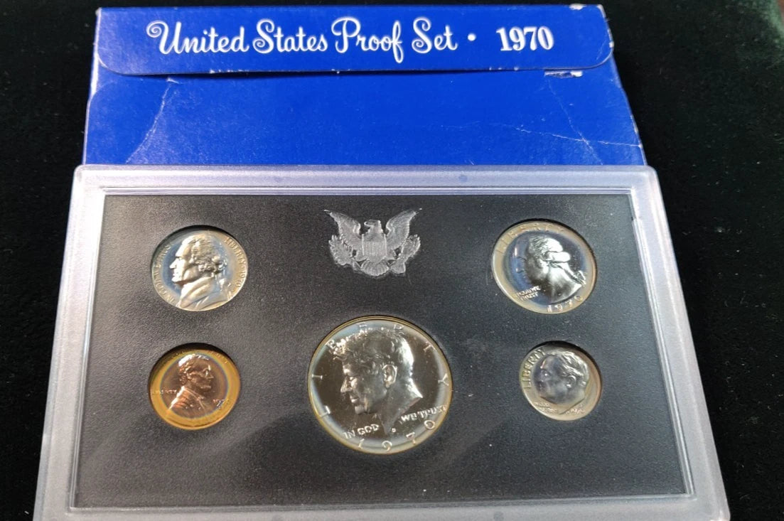 1970-S US Mint Proof Set 5 Coins with Blue Envelope